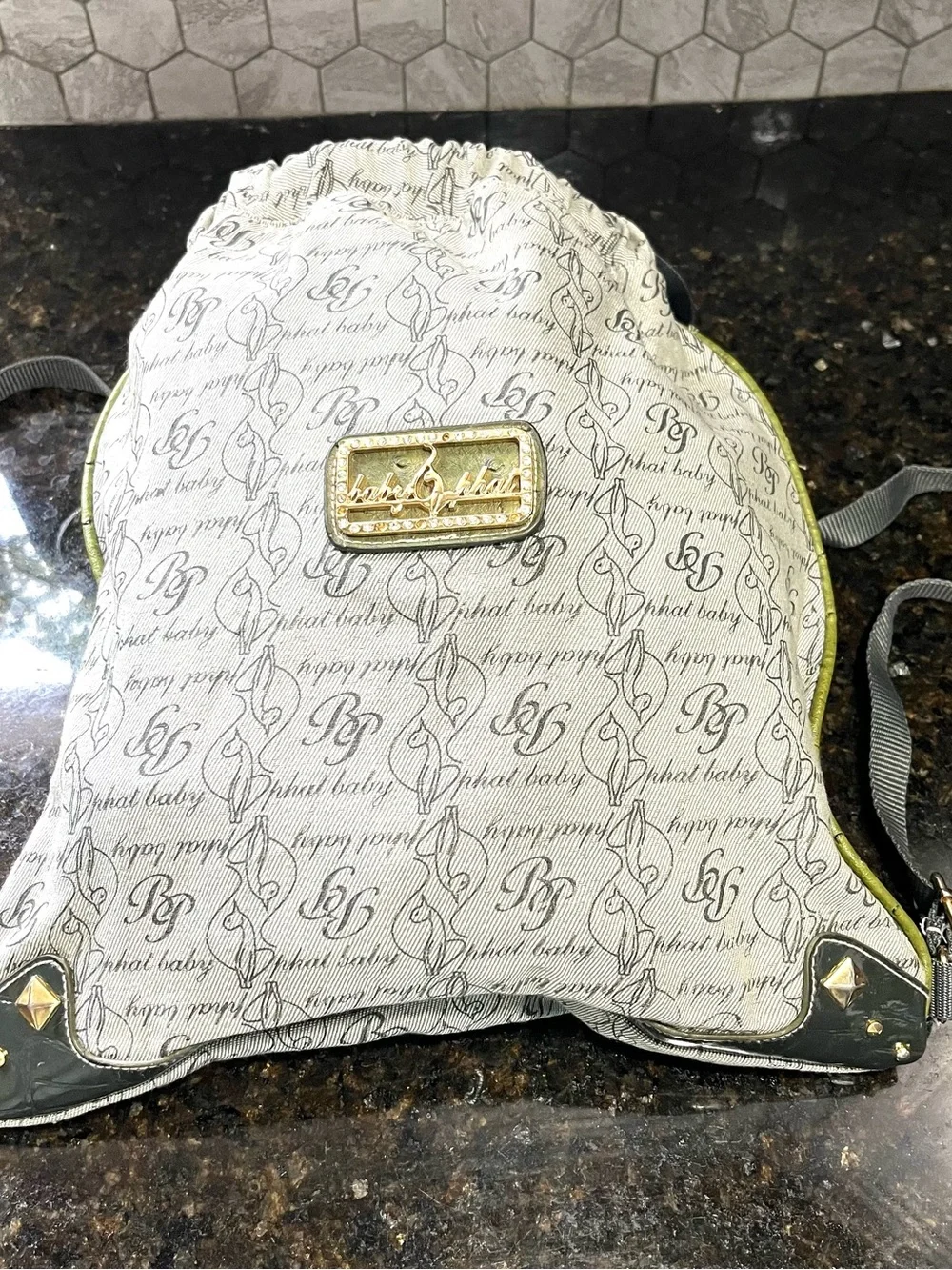 Vintage Baby Phat Monogram Drawstring Backpack